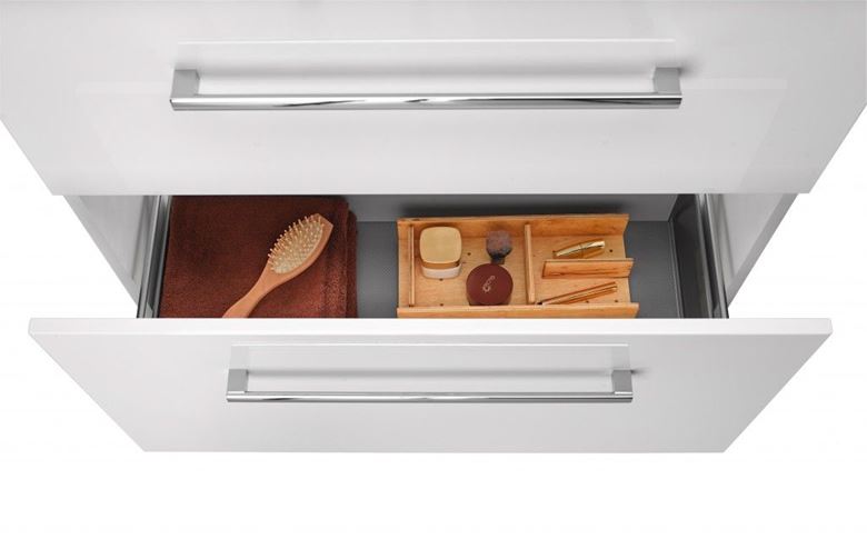DŘEVOJAS BIG INN SZZ2 100 skrinka s umývadlom 100x47x72 cm, 2 zásuvky, úchytka chróm, biela lesk/biela vysoký lesk 133191-T03 Obrázek - fotka