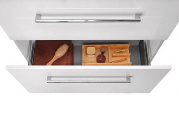 DŘEVOJAS BIG INN SZZ2 80 skrinka s umývadlom 80x47x72 cm, 2 zásuvky, úchytka hliník mat, biela lesk/biela vysoký lesk 133184-T01 Obrázek - fotka