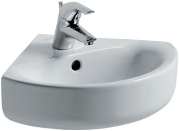 IDEAL STANDARD CONNECT ARC umývadielko 48 cm rohové, s otvorom pre batériu a prepadom, Ideal Plus E7136MA Obrázek - fotka