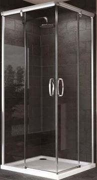 HÜPPE AURA ELEGANCE sprchový kút 90x90 cm, rohový vstup, posuvné dvere, lesklá strieborná/číre sklo 401302.092.322 Obrázek - fotka