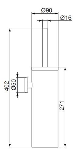 IDEAL STANDARD IOM WC kefa, nástenná, nerez oceľ A9128MY Technický nákres