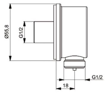 IDEAL STANDARD IDEALRAIN diel pre pripojenie sprchy priemer 55,8mm chróm B9448AA Technický nákres
