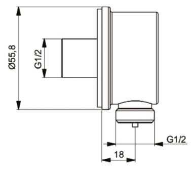 IDEAL STANDARD IDEALRAIN diel pre pripojenie sprchy priemer 55,8mm chróm B9448AA Technický nákres
