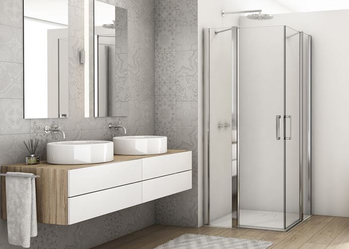 RONAL DIVERA D22DE2B sprchový kút 100x120 cm, rohový vstup, krídlové dvere, aluchróm / číre sklo D22DE2B 10 12 50 07 Obrázek - fotka