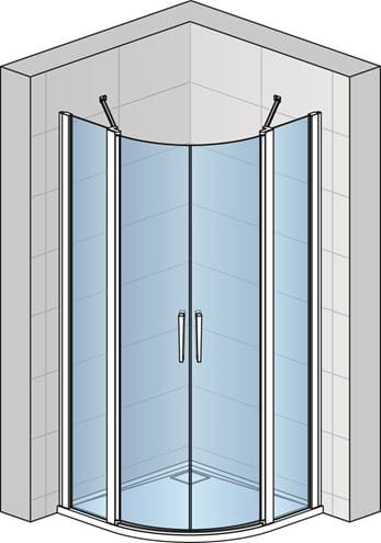 RONAL DIVERA D22ERB sprchový kút 100x100 cm, R550, krídlové dvere, aluchróm/číre sklo D22ERB 55 100 50 07 Obrázek - fotka