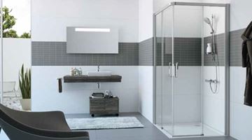 HÜPPE CLASSICS 2 EASY ENTRY sprchový kút 90x90 cm, rohový vstup, posuvné dvere, pololesklá strieborná/číre sklo C25002.069.322 Obrázek - fotka