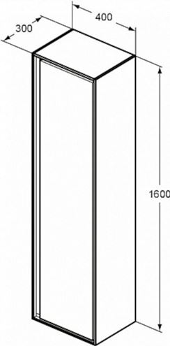 IDEAL STANDARD CONNECT AIR vysoká skrinka 40x30x160 cm, 1 dvierka, matná biela/svetlá šedá E0832EQ Technický nákres