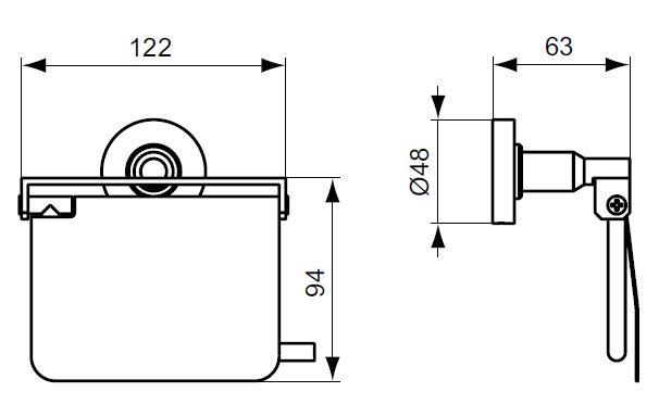IDEAL STANDARD IOM držiak toaletného papiera s krytom, nástenný, chróm A9127AA Technický nákres