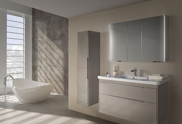 DŘEVOJAS ENZO GA2OE 100 zrkadlová skrinka 95,6x74,1x15,3 cm, osvetlenie s reguláciou stmievania, s vypínačom a el. zásuvkou, lamino/MDF, vysoko lesklá béžová 59579 Obrázek - fotka