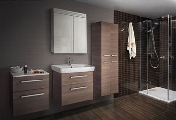 DŘEVOJAS Q MAX SZZ2 70 skrinka s umývadlom 70x47,5x56 cm, 2 zásuvky, úchytka hliník mat, orech 60414-T01 Obrázek - fotka
