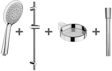 JIKA CUBITO-N sprchová súprava 4-dielna, ručná sprcha pr. 130 mm, 4 prúdy, tyč, hadica, mydelnička, chróm