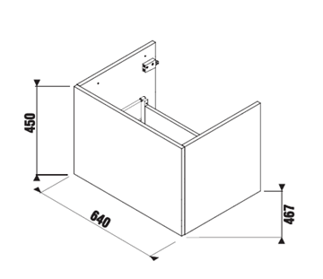 JIKA CUBITO PURE nízka skrinka 64x46,7x45 cm, 1 zásuvka, Push-open, dub H41J4243015191 Technický nákres