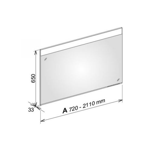 KEUCO EDITION 400 PLANNING zrkadlo 175x65 cm, s osvetlením, s reguláciou stmievania a teploty svetla, s vyhrievaním, so senzorom 11496170301 Technický nákres
