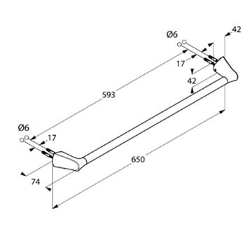KLUDI AMBA držiak uteráka 650 mm, chróm 5398005 Technický nákres