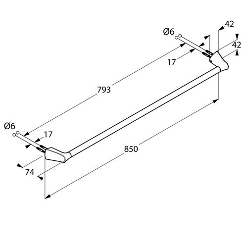 KLUDI AMBA držiak uteráka 850 mm, chróm 5397905 Technický nákres