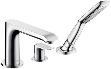 HANSGROHE METRIS batéria na okraj vane, 3-otvorová, so sprchovou súpravou, chróm