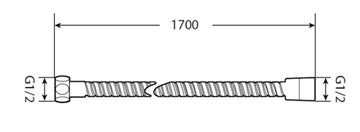 JIKA CUBITO PURE sprchová hadica 1700 mm, Anti-twist, nerez, chróm H3621X00002721 Technický nákres
