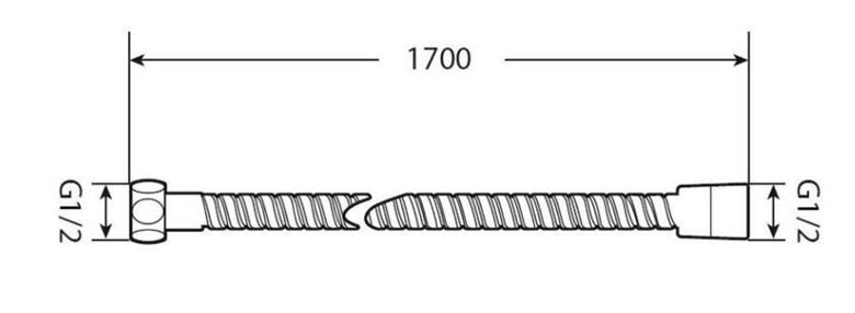 JIKA CUBITO PURE sprchová hadica 1700 mm, Anti-twist, nerez, chróm H3621X00002721 Technický nákres