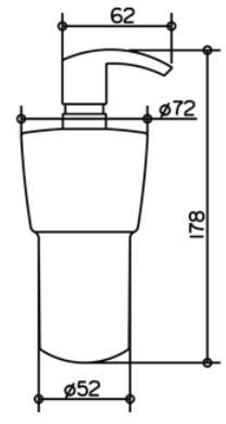 KEUCO CITY 2 dávkovač tekutého mydla 250 ml, bez držiaka, sklo, chróm 02753019000 Technický nákres