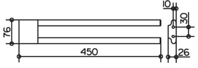 KEUCO EDITION 400 držiak uterákov 450 mm, dvojramenný, chróm 11518010000 Technický nákres