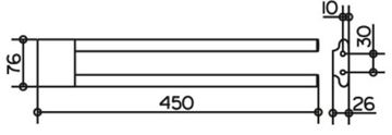 KEUCO EDITION 400 držiak uterákov 450 mm, dvojramenný, chróm 11518010000 Technický nákres