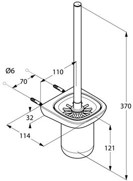KLUDI AMBA WC kefa, nástenná, porcelán, chróm/biela 5397405 Technický nákres