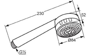 KLUDI ZENTA 2S ručná sprcha pr. 84 mm, 2 prúdy, chróm 6070005-00 Technický nákres