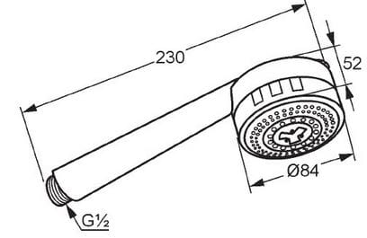 KLUDI ZENTA 2S ručná sprcha pr. 84 mm, 2 prúdy, chróm 6070005-00 Technický nákres
