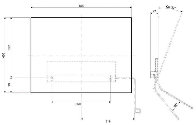 KOLESO EVOLUTION zrkadlo 60x45 cm L31201100 Technický nákres