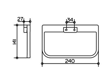 KEUCO MOLL držiak uteráka 240 mm, chróm 12721010000 Technický nákres