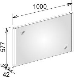 KEUCO ROYAL REFLEX.2 zrkadlo 100x57,7 cm, s osvetlením, s reguláciou stmievania 14296003000 Technický nákres
