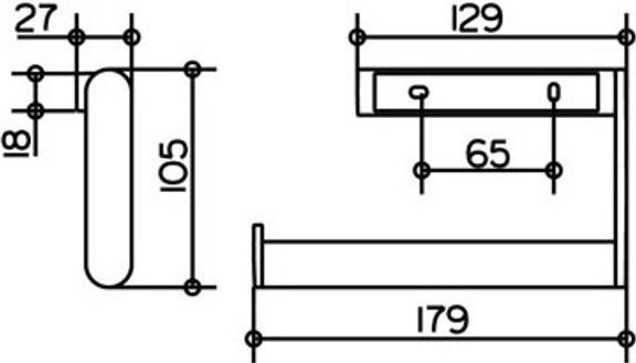 KEUCO PLAN držiak uteráka 179 mm, chróm 14922010000 Technický nákres