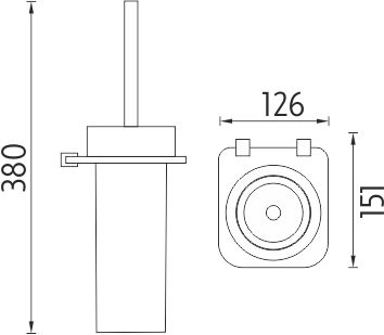 NIMCO BORMO WC kefa, nástenná, sklo, chróm BR X3-94W-26 Technický nákres