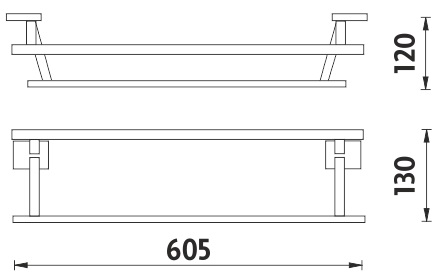 NIMCO KEIRA držiak uterákov 605 mm, dvojramenný, chróm KE 22061D-26 Technický nákres