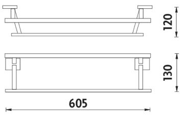 NIMCO KEIRA držiak uterákov 605 mm, dvojramenný, chróm KE 22061D-26 Technický nákres