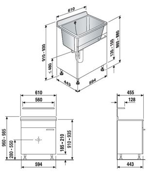 ALIAXIS SANIT výlevka 61 cm 60 A00 01 0099 Technický nákres
