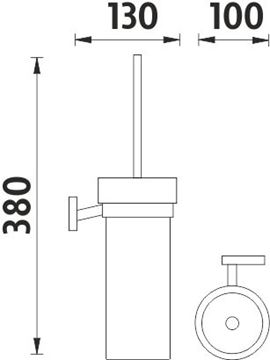 NIMCO KEIRA WC kefa, nástenná, sklo, chróm KE 22094W-26 Technický nákres