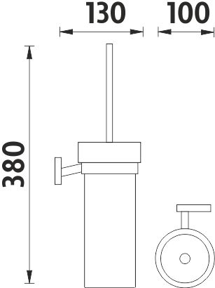 NIMCO KEIRA WC kefa, nástenná, sklo, chróm KE 22094W-26 Technický nákres