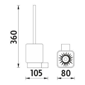 NIMCO KIBO WC kefa, nástenná, keramika, biela/chróm KI 14094KN-26 Technický nákres