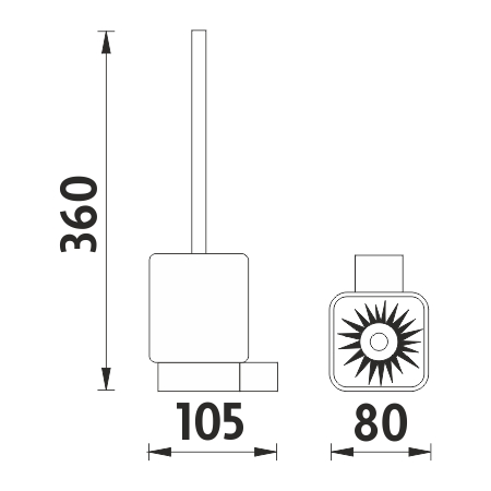 NIMCO KIBO WC kefa, nástenná, keramika, biela/chróm KI 14094KN-26 Technický nákres