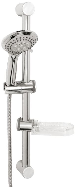 NOVASERVIS sprchová súprava 4-dielna, ručná sprcha pr. 110 mm, 5 prúdov, tyč, hadica, mydelnička, chróm