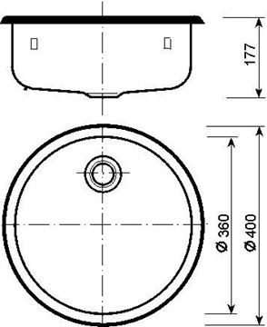 NORMA FRÝDLANT nerezový drez pr. 400 mm 556-UT Technický nákres