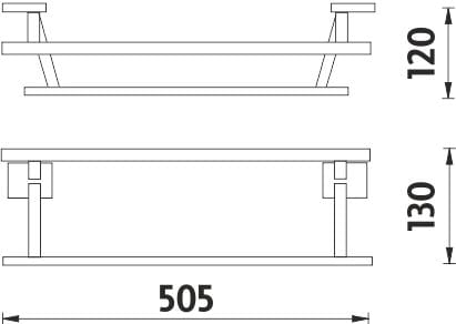 NIMCO KEIRA držiak uterákov 505 mm, dvojramenný, chróm KE 22046D-26 Technický nákres