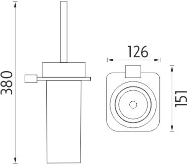 NIMCO KIBO WC kefa, nástenná, sklo, chróm KI X3-94W-26 Technický nákres