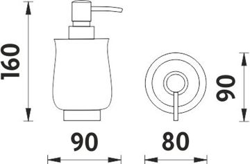 NIMCO LADA dávkovač tekutého mydla 300 ml, keramika, chróm/biela 1031LA-26 Technický nákres