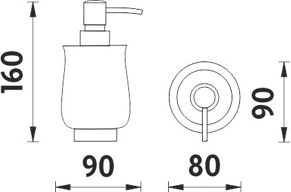 NIMCO LADA dávkovač tekutého mydla 300 ml, keramika, chróm/biela 1031LA-26 Technický nákres