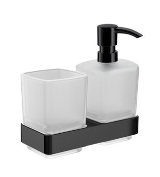 EMCO CONCEPT BLACK dávkovač tekutého mydla s pohárikom, nástenný, sklo, čierna