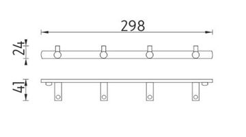 NIMCO BORMO držiak uterákov so štyrmi háčikmi 298 mm, chróm BR 11104-26 Technický nákres