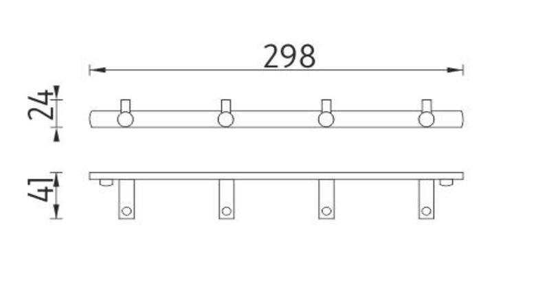 NIMCO BORMO držiak uterákov so štyrmi háčikmi 298 mm, chróm BR 11104-26 Technický nákres