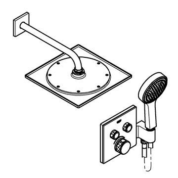 GROHE GROHTHERM SMARTCONTROL sprchový set s podomietkovou termostatickou podomietkovou batériou, horná sprcha, ručná sprcha s 2 prúdmi, hadica, chróm 34742000 Obrázek - fotka